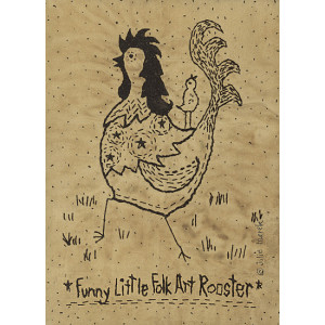 Funny Little Folk Art Rooster 5 x 7 Print