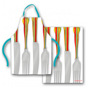 Cutlery Knife and Fork Etiquette Apron and Tea Towel Set