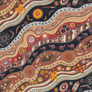 Mallawa Aboriginal Indigenous Boomerang Dots Quilt Fabric