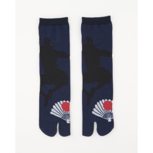 Japanese Ninja Warrior on Navy Unisex Split Toe Tabi Socks 