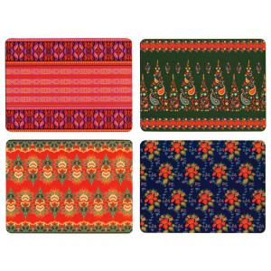 Set of 4 Dining Table Placemats and Coasters Egyptian Textiles Design