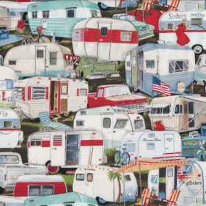 Retro Vintage Caravans Quilting Fabric