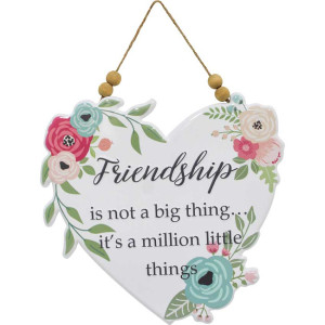 Friendship Love Heart Shaped Hanging Tin Sign 