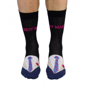 Mens Best Man Fun Novelty Black Socks