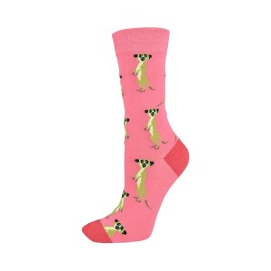 Meerkats on Pink Womens Sustainable Bamboo Fibre Socks