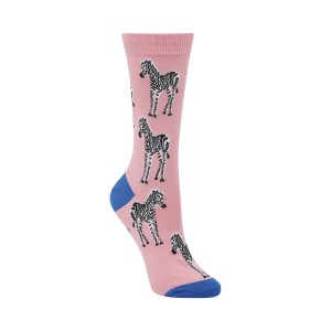 Zebras on Pink Womens Sustainable Bamboo Fibre Socks