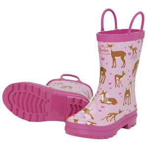 Soft Deers on Pink Design Pull On Kids Rainboots Gumboots By Hatley