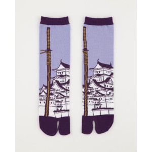 Japanese Sword and Castle Unisex Split Toe Tabi Socks Purple