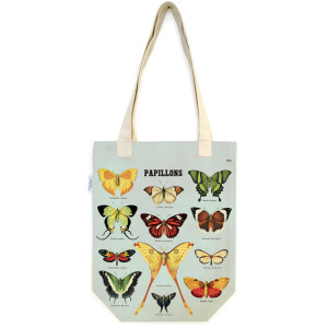 Butterflies Papillons Natural 100% Cotton Butterfly Vintage Tote Bag