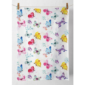 Colourful Butterfly Collection on White 100% Cotton Kitchen Tea Towel