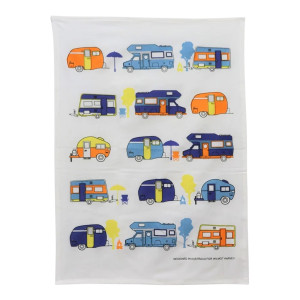Colourful Caravans Campervans 100% Cotton Kitchen Tea Towel