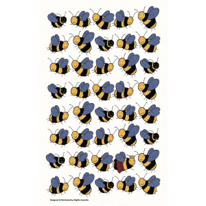 Bumble Bees in a Row 100% Cotton Kitchen Tea Towel