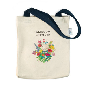 Blossom with Joy 100% Unbleached Cotton Tote Shopping Bag
