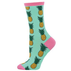 Womens Fun Novelty Socks Pineapples on Wintergreen