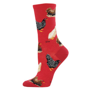 Womens Fun Novelty Socks Hen House Red
