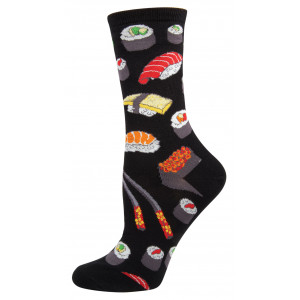 Womens Ladies Fun Novelty Socks Sushi on Black