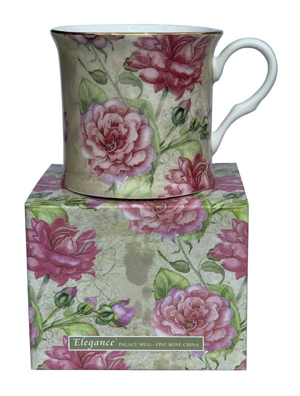 Elegance Rose Design Fine Bone China Palace Coffee Mug 