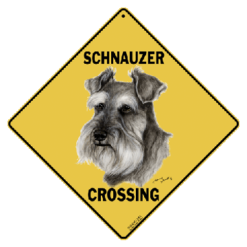 Schnauzer Dog Crossing Road Sign