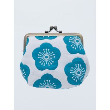 Ladies Girls Compact Coin Clutch Purse Plum Flower Design