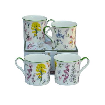 Pretty Meadow Flowers Meadowtime Set of 4 Fine Bone China Mugs