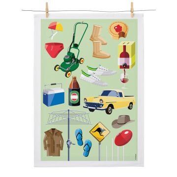 Aussie As Holden Esky Football Meat Pie 100% Cotton Kitchen Tea Towel